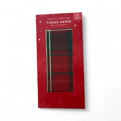 Picture of Green red Tartan Christmas tissue paper 6 sheets NEW tartan Christmas Tissue paper