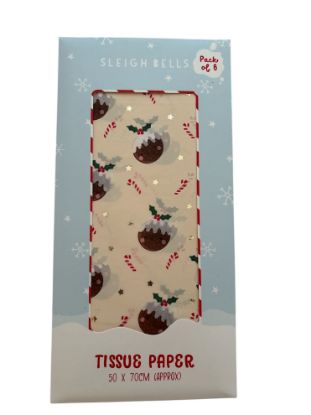 Picture of 6 sheets christmas pudding tissue paper christmas pudding design new cream