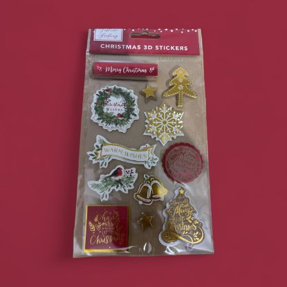 Picture of christmas 3d stickers wreath gold tree merry christmas 12 stickers