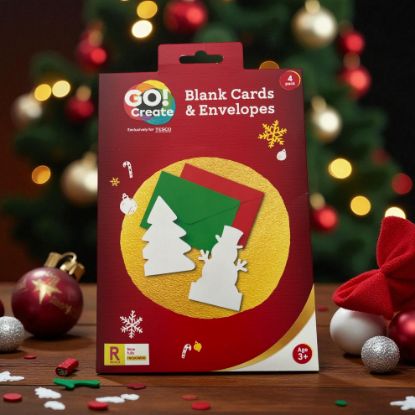 Picture of Make your own Christmas cards craft kit (makes 4) snowman and tree shaped New