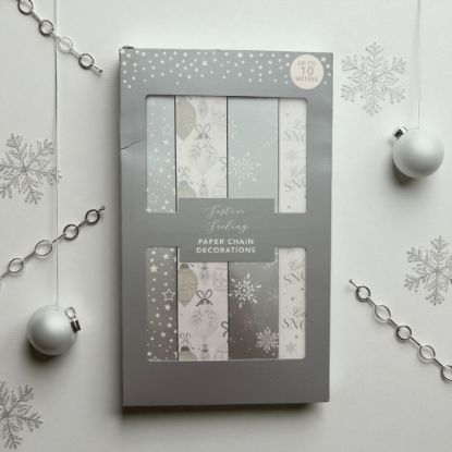 Picture of 200 x CHRISTMAS PAPER CHAINS  silver stars, baubles, let it snow NEW