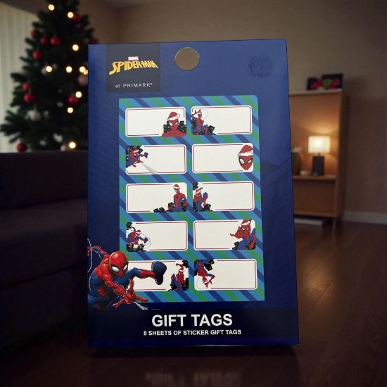 Picture of 80 x marvel spiderman christmas gift tag sticky labels NEW BOXED  spiderman gift tags