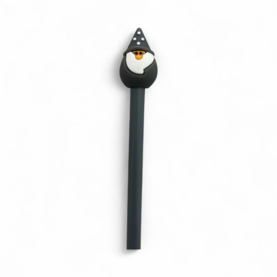 Picture of GREY  Novelty rubber topped Christmas Gonk pen Gonk ballpoint pen