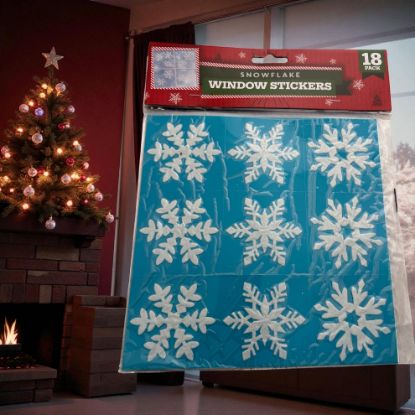 Picture of 18 x Christmas Snowflake Window Stickers   Christmas window snowflakes new