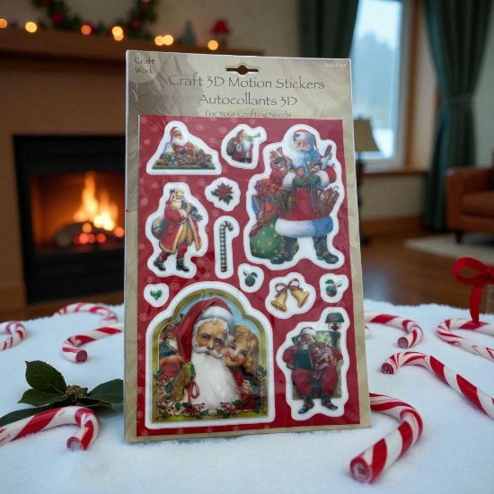 Picture of 12 x  Christmas 3D Stickers Craft 3D motion stickers NEW santa designs