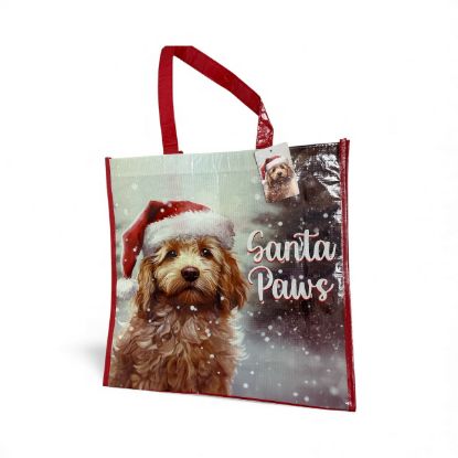 Picture of Christmas Santa Paws Tote bag Large Christmas Tote Golden doodle Bag New