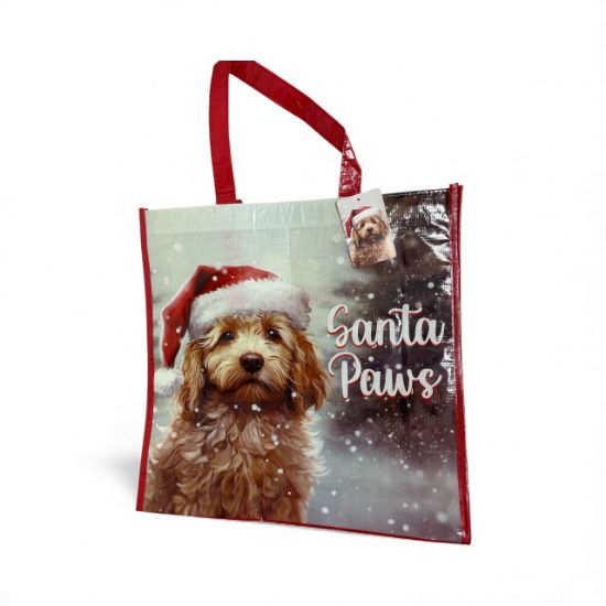 Picture of Christmas Santa Paws Tote bag Large Christmas Tote Golden doodle Bag New