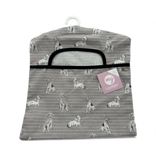 Picture of Dog Peg Bag Grey with dogs design Peg bag New