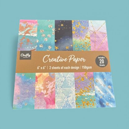Picture of Crafty Things Creative Paper Pad 6 x 6" 20 Sheets 10 designs dark bluer gold stars
