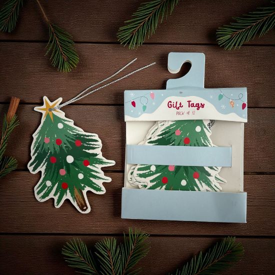 Picture of 12 x Christmas Tree Gift tags New Christmas gift tags decorated tree