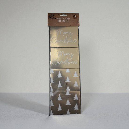 Picture of 4 x Gold christmas gift card boxes merry christmas designs