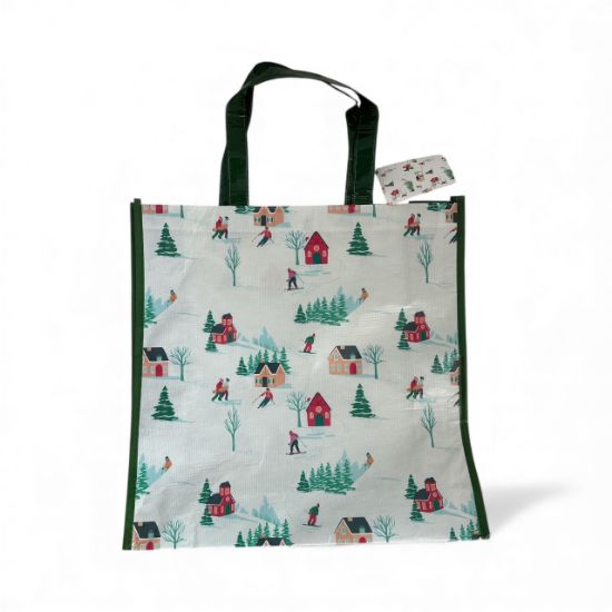 Picture of Large Chirstmas Tote Bag Winte Village Design New ski and snow resort Tote Bag