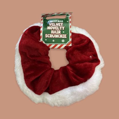 Picture of Velvet Christmas Hair Scrunchie Santa Hair Ruffle Hair Scrunchy GEM velvet novelty