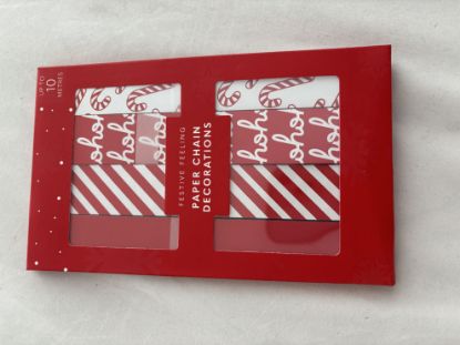 Picture of 200 x CHRISTMAS PAPER CHAINS  RED STRIPES HO HO HO CANDY CANES plain RED NEW