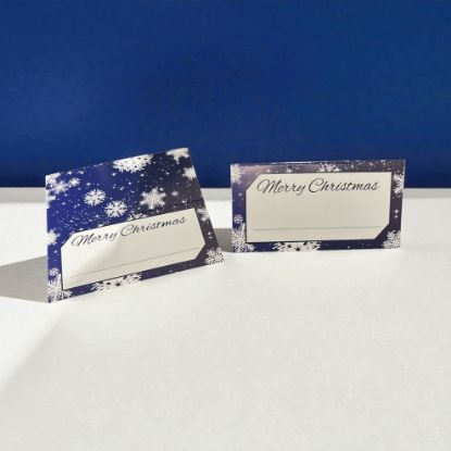 Picture of 20 x Merry Christmas Place Cards Blue with snowflakes design NEW