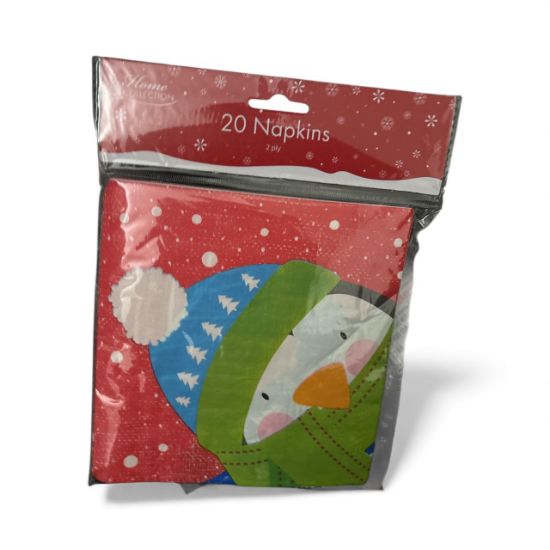 Picture of 20 x Christmas Penguin Napkins New Penguin in scarf and hat design New