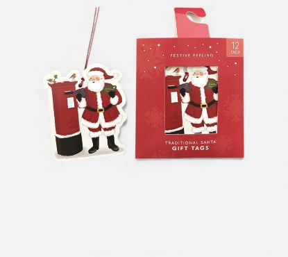 Picture of 12 x Christmas Gift tags Santa and postbox design New