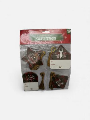 Picture of 40 x christmas tartan gift tags gold twine