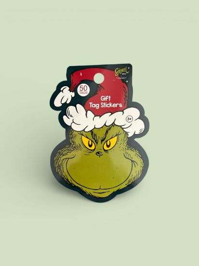 Picture of 50 x the grinch Christmas gift tag stickers book 50 tags