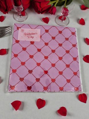 Picture of 20 x Valentines day Napkins Lilac with red foil hearts detail New 33 cm