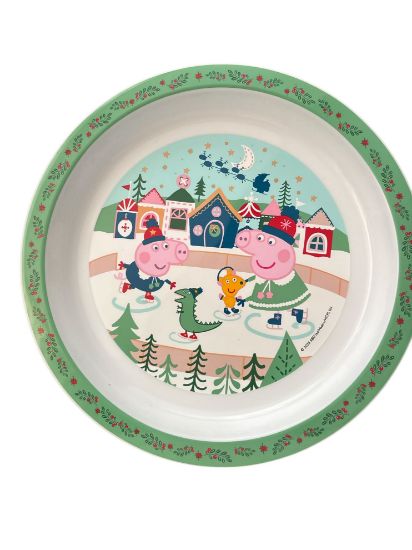 Picture of Christmas Peppa Pig Plate, Peppa and George Ice Skating design New Peppa Pig Christmas plate 21cm