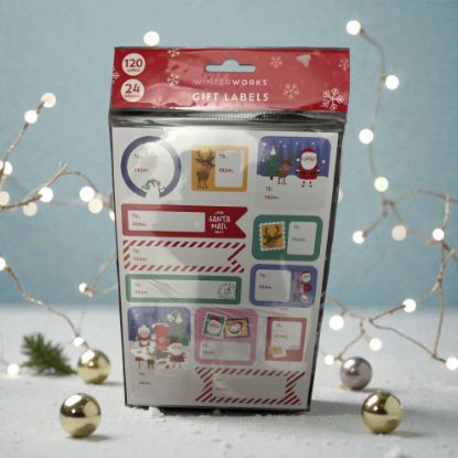 Picture of 120 x christmas gift tags sticky labels fun kids designs