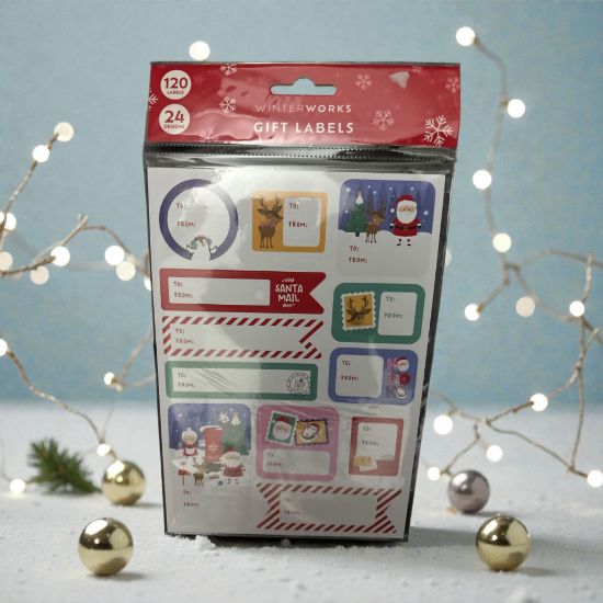 Picture of 120 x christmas gift tags sticky labels fun kids designs