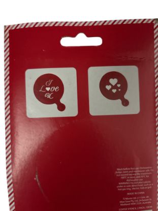 Picture of twin pack coffee stencil 2 x love hearts and I love you red coffee stencil