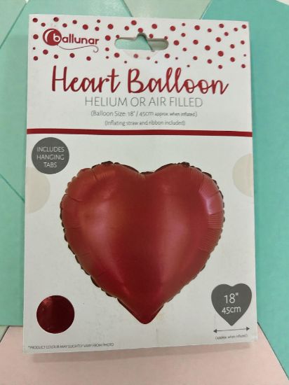Picture of 18″ Red Metallic Heart Foil Balloon Valentines Day Balloon NEW heart balloon 18" heart