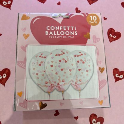 Picture of 10 x Valentines Day Balloons Heart confetti Balloons NEW