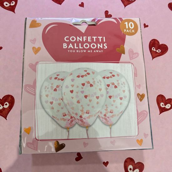 Picture of 10 x Valentines Day Balloons Heart confetti Balloons NEW