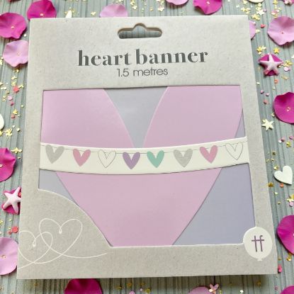 Picture of vaLentines day banner pretty heart banner 1.5 m white grey blue lilac hearts