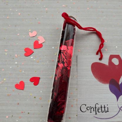 Picture of red foil heart confetti in tube Valentines decorations NEW