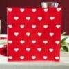 Picture of 20 x square valentines day napkins red with white hearts 20 pack