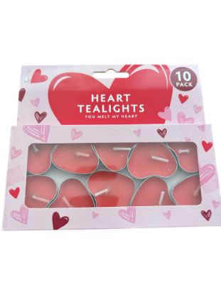Picture of 10 x valentines day tealights heart tealights tea lights heart shaped