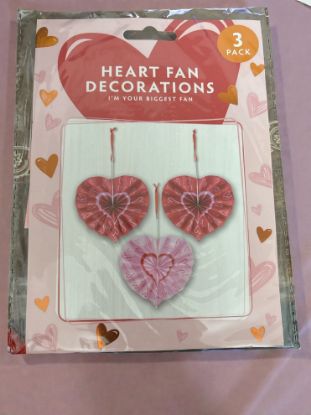 Picture of valentines day  Love Heart Fan decorations Valentines Days Decoration NEW paper heart fans x 3