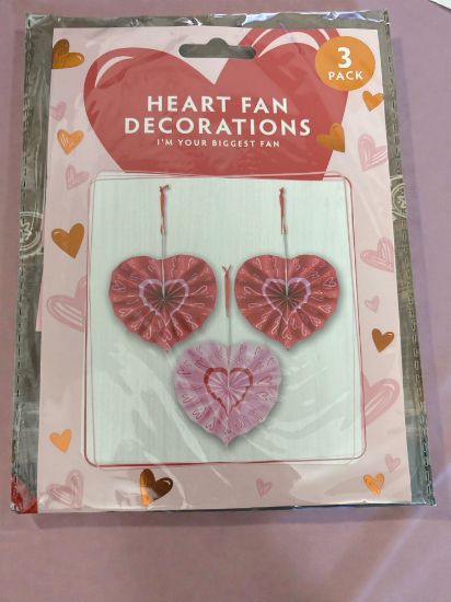 Picture of valentines day  Love Heart Fan decorations Valentines Days Decoration NEW paper heart fans x 3