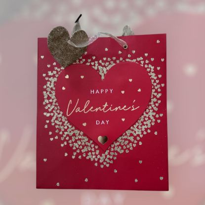 Picture of Red Happy Valentines Day Gift Bag Medium 21.5 x 25 cm New