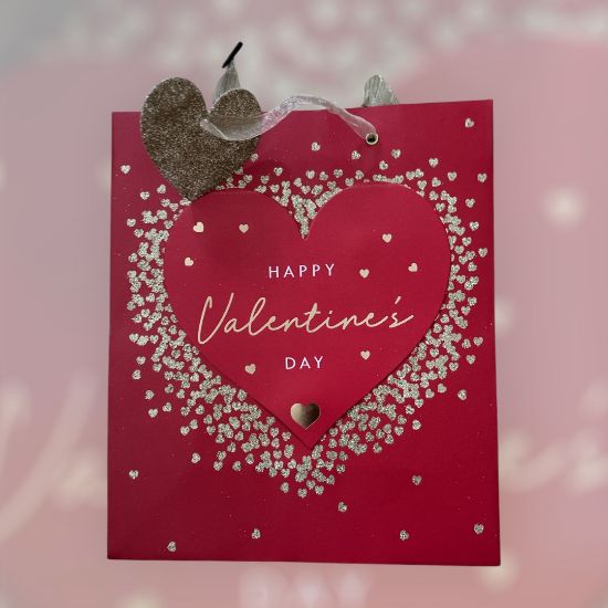 Picture of Red Happy Valentines Day Gift Bag Medium 21.5 x 25 cm New