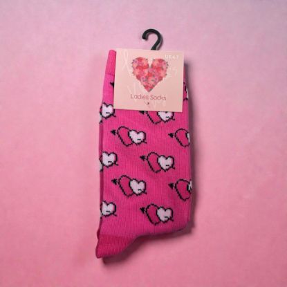 Picture of gift for her valentines day Heart Socks Ladies Socks UK 4-7 pink hearts