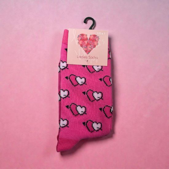 Picture of gift for her valentines day Heart Socks Ladies Socks UK 4-7 pink hearts