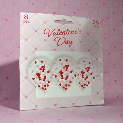 Picture of 8 x valentines day balloons 25 cm confetti balloons