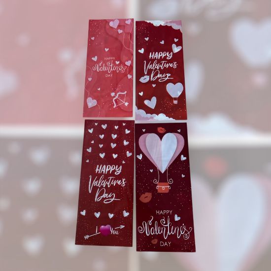Picture of 12 x Hearts Cello Cellophane Loot Gift Party happy Valentine's Day & gold ties