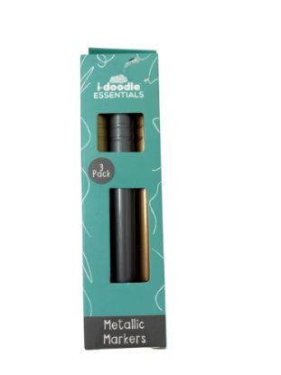Picture of 3 x metallic markers pens boxed silver gold