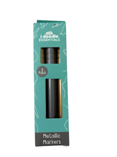 Picture of 3 x metallic markers pens boxed silver gold