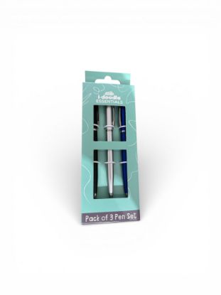 Picture of 3 x boxed pens set Fathers  day Gift blue black silver