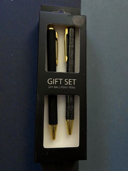 Picture of 2 x Fathers day Pens Gift Boxed Set New Black and grey tartan pens
