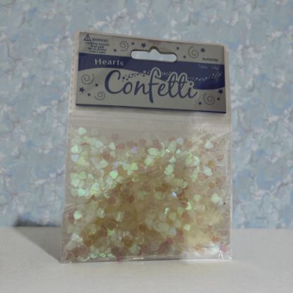 Picture of 6mm Irridescent Hearts Confetti 14g  Valentines Day Table Confetti NEW white hearts