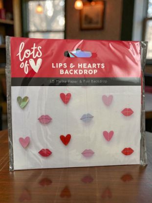 Picture of hearts & lips valentines day back drop backdrop 1.5m  1.5 metres paper and foil