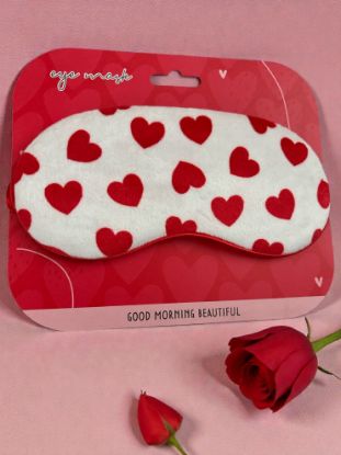Picture of Hearts eye mask Red Satin White Velveteen padded Elastic VALENTINES DAY GIFT NEW